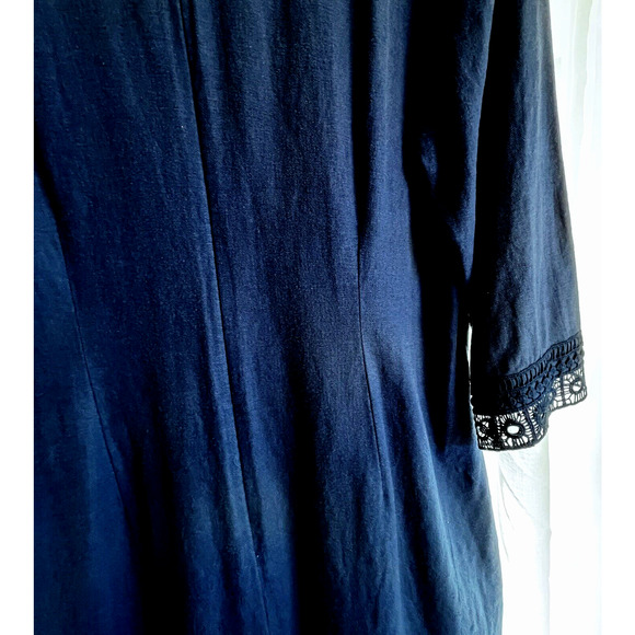 Talbots Womens Dress Size 16P  Linen Blue Knee Length Pockets V Neck Lagenlook - Picture 4 of 16